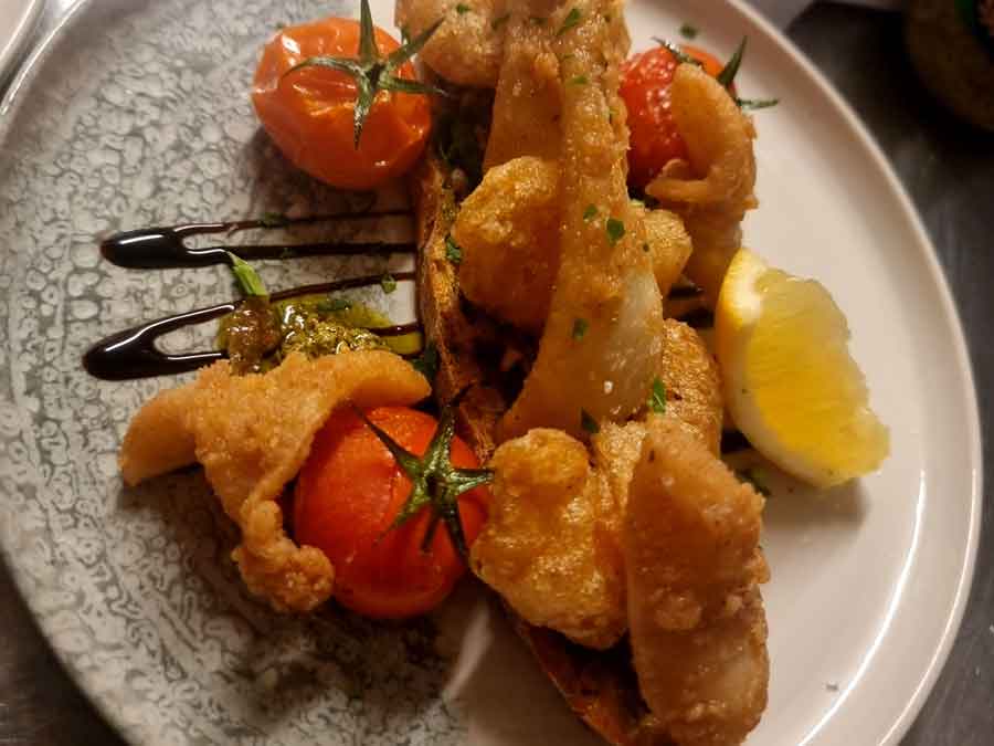 Calamari and King Prawn Bruscetta Kings Arms East Stour